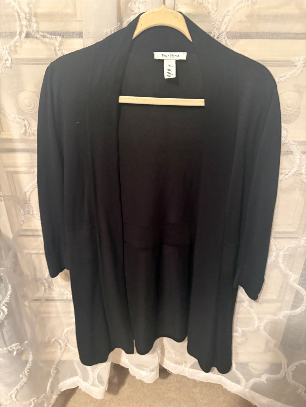 White House Black Market Women's Black Open Front Cardigan